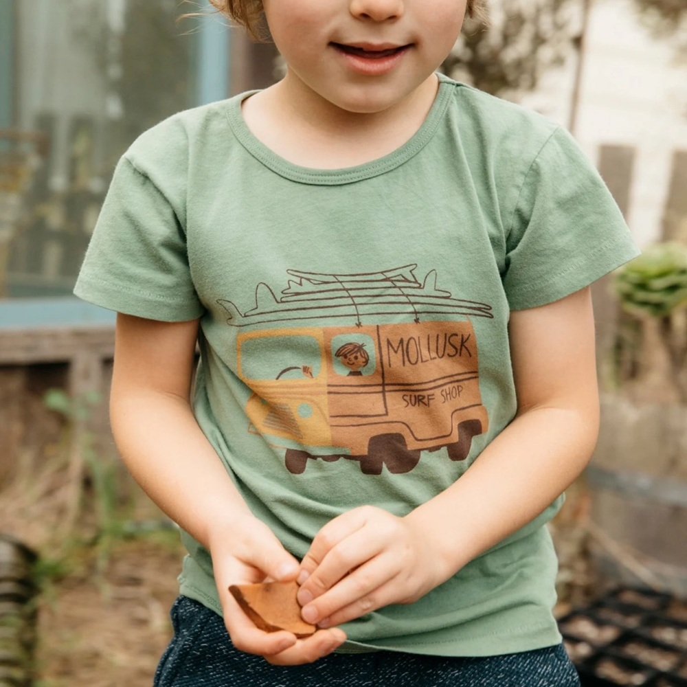 Mollusk Kids' Green Surf Van Graphic Tee